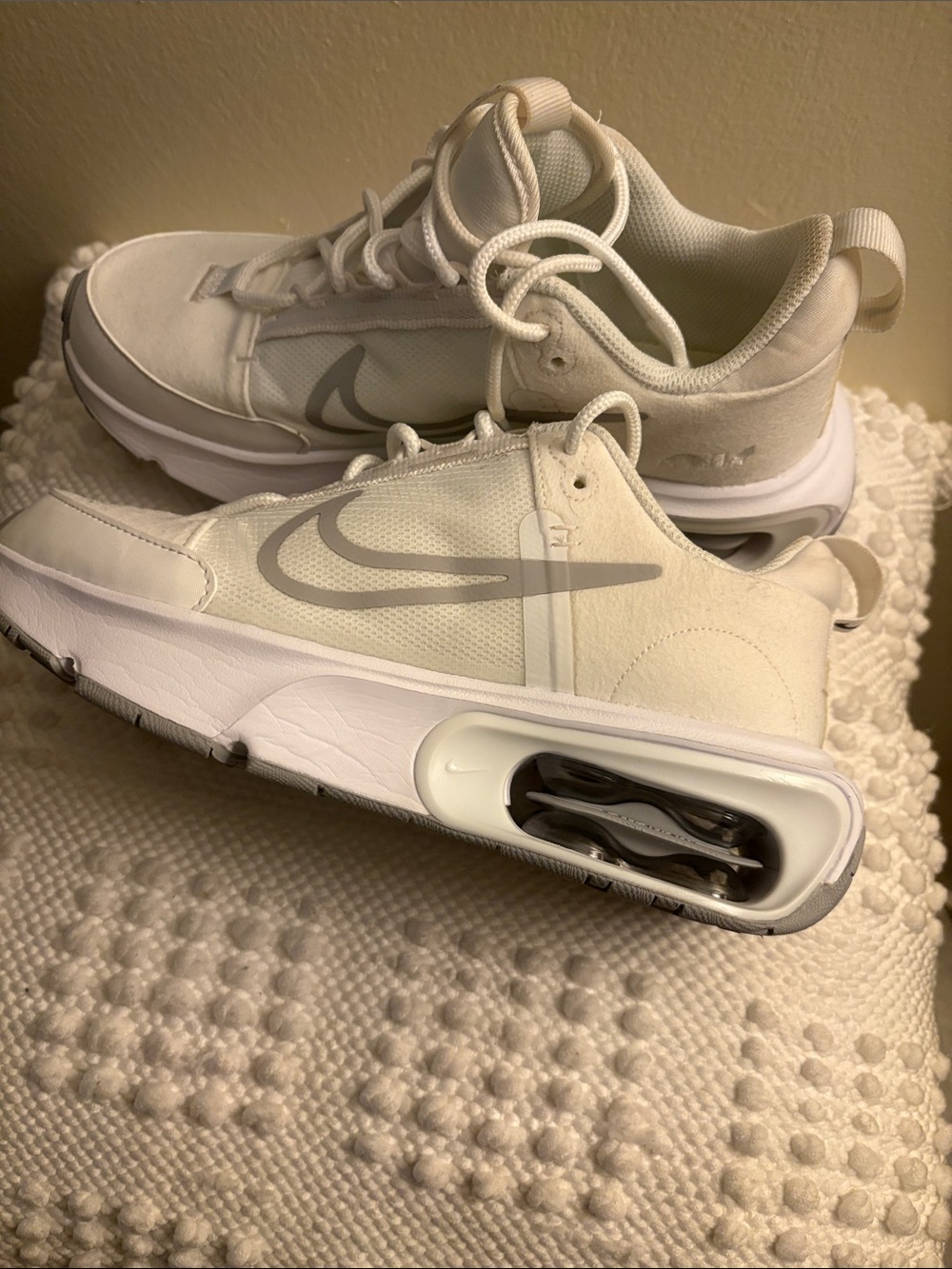Nike Women’s White and Light Gray Air Cushion Sneakers